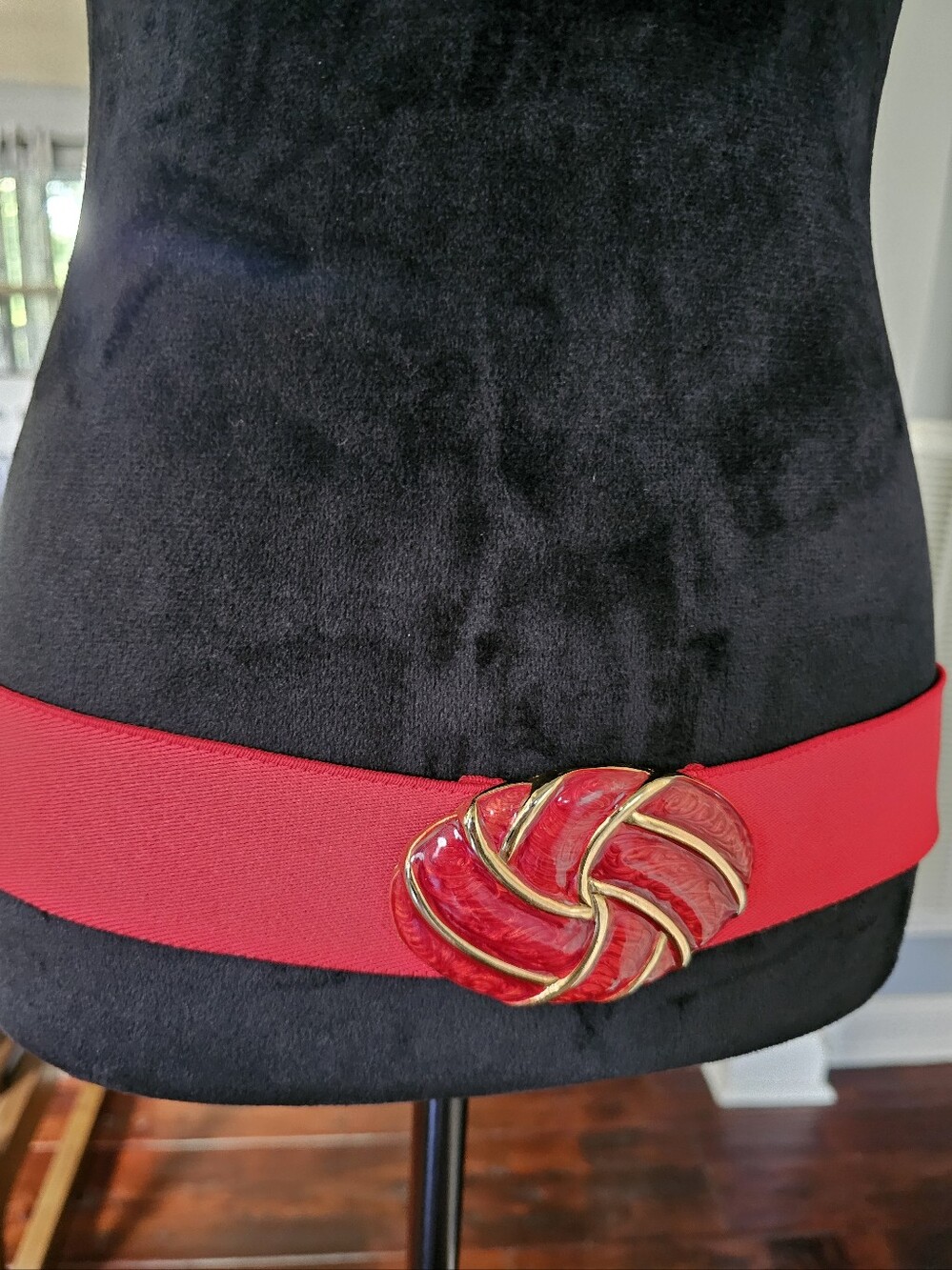 Vintage Day Lor Cherry Red Enamel Stretch Belt Med/Large
